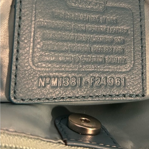 Coach Teal Leather Handbag shoulder bag hobo satchel - Picture 7 of 11